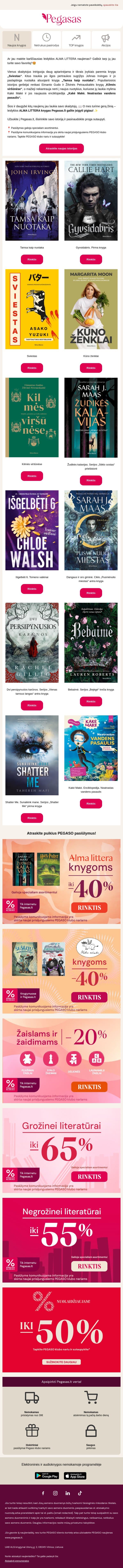 ❤️ Karščiausios ALMA LITTERA naujienos! email from Pegasas screenshot