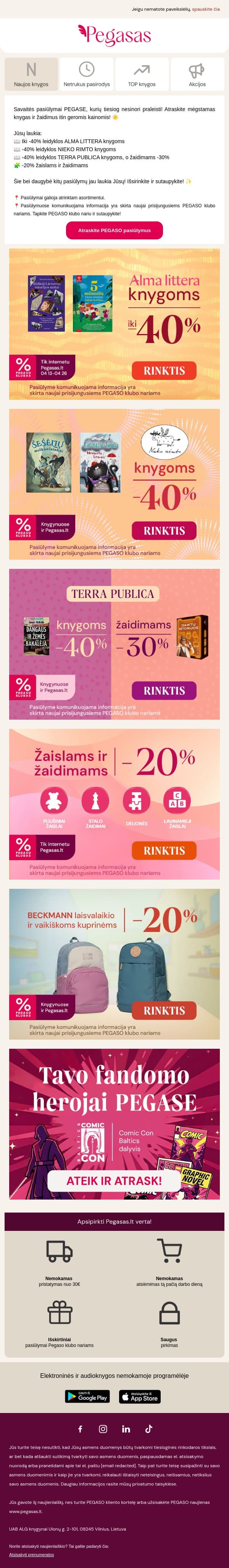 🤩 Šios savaitės PEGASO pasiūlymai jau laukia Jūsų! email from Pegasas screenshot