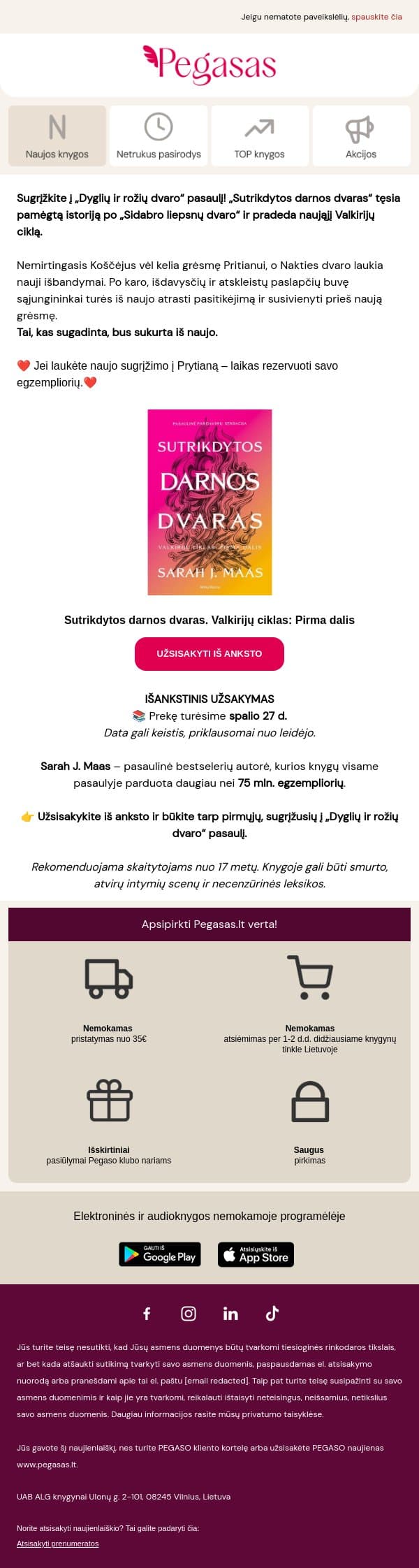 SUGRĮŽTA „DYGLIŲ IR ROŽIŲ DVARO“ PASAULIS! 🖤 email from Pegasas screenshot