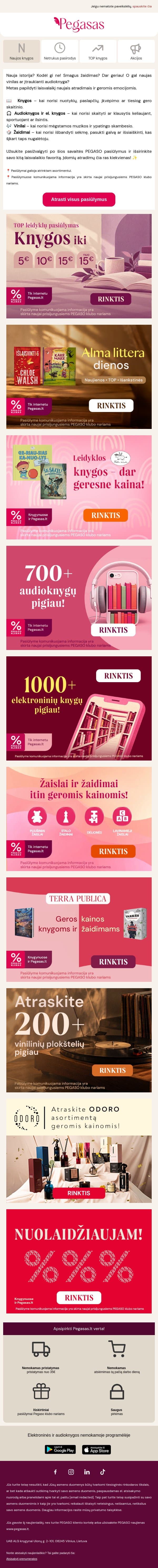 Knygos, žaidimai ir dar daugiau gerų atradimų! 🚀 email from Pegasas screenshot
