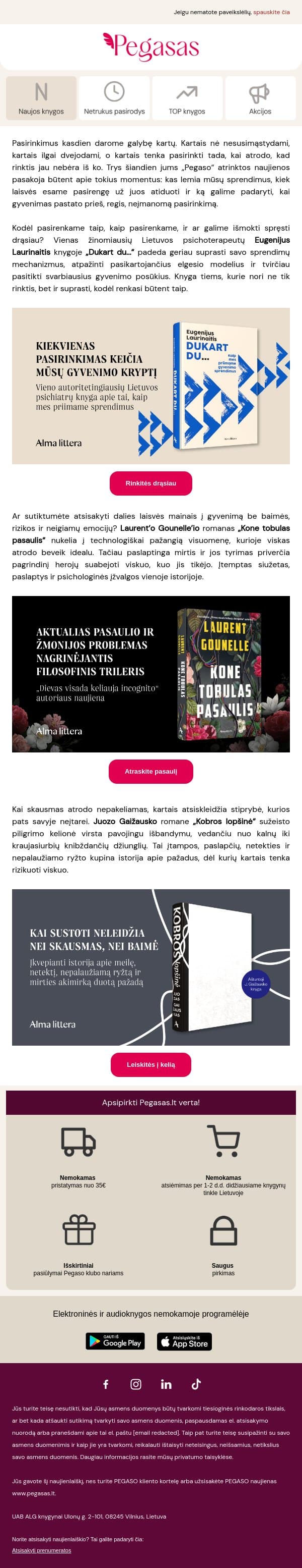 Trys knygos, kurios padės pasirinkti email from Pegasas screenshot