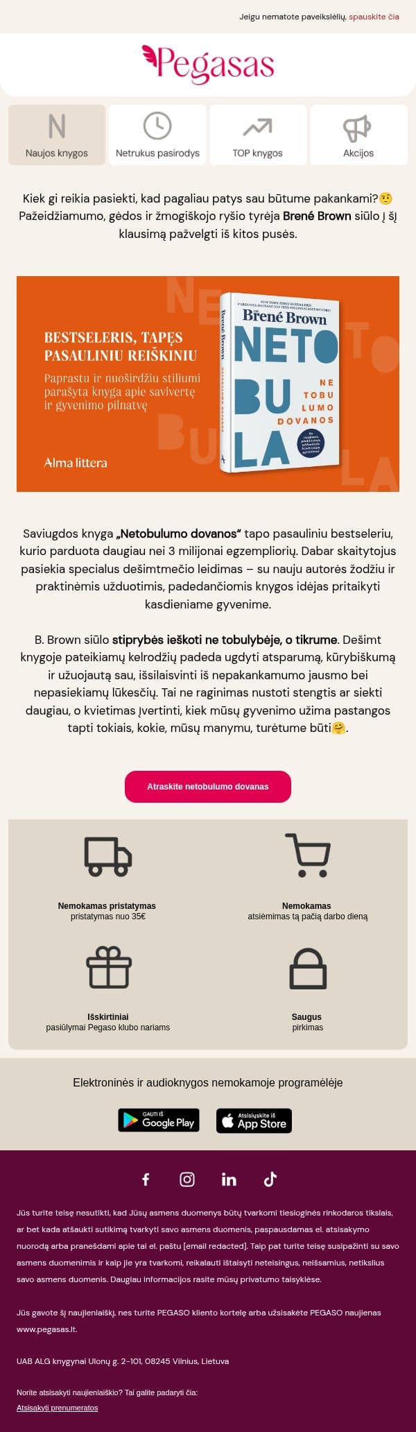 O jeigu netobulumas – visai ne trūkumas?🤔 email from Pegasas screenshot