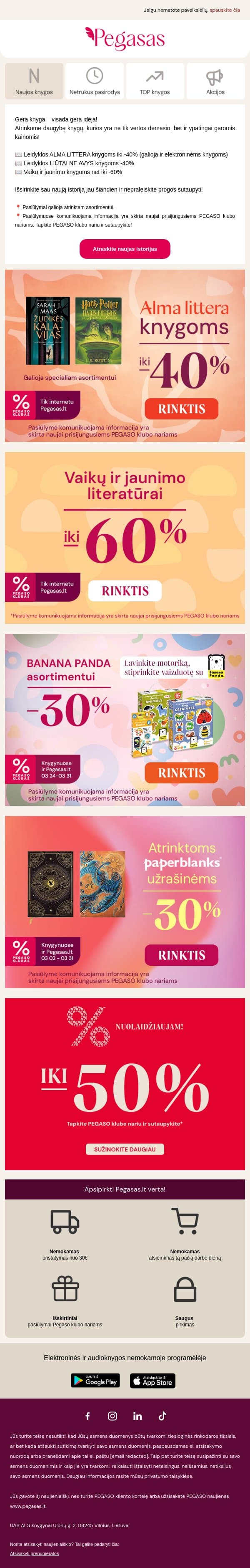 📖 Puikus metas naujoms istorijoms! email from Pegasas screenshot