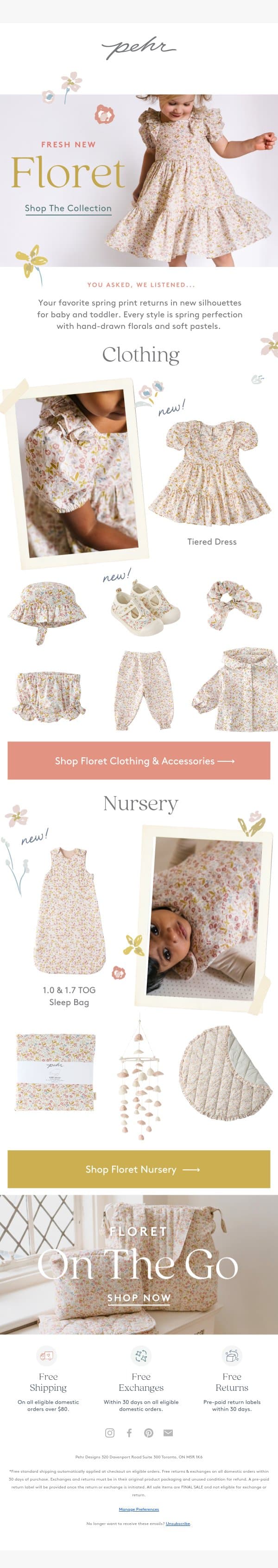 New Styles. Same Beautiful Print. 🌸 email from Pehr screenshot
