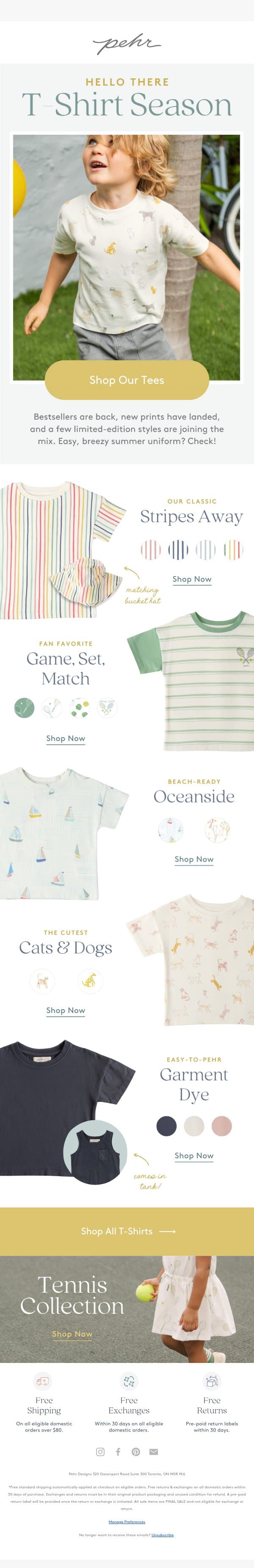 FINALLY, T-Shirt Season... email from Pehr screenshot