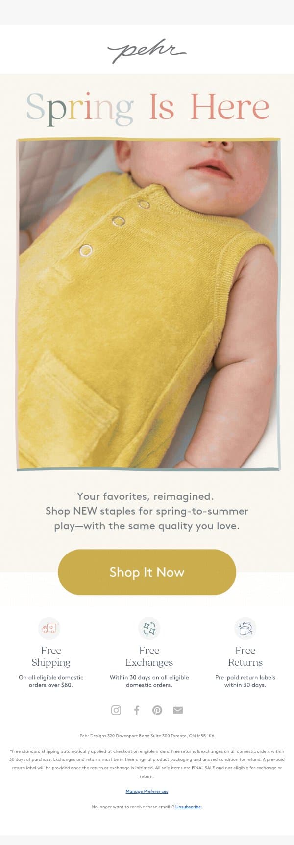 Just In: MORE New Arrivals!!! email from Pehr screenshot