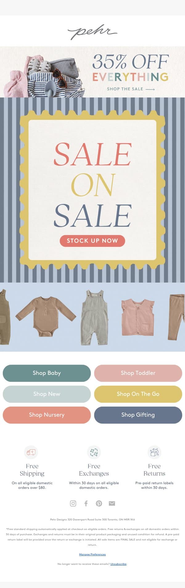 Up to 65% Off SALE ☀️ Don't Miss Out! email from Pehr screenshot