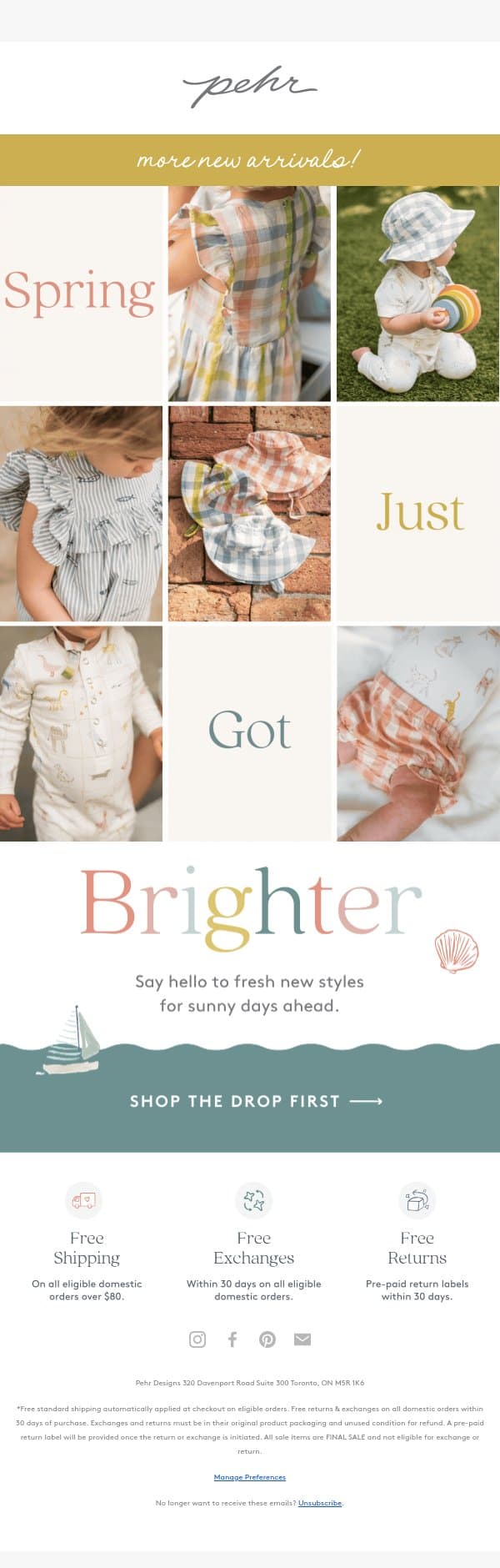 Just Dropped: 20+ New Arrivals email from Pehr screenshot