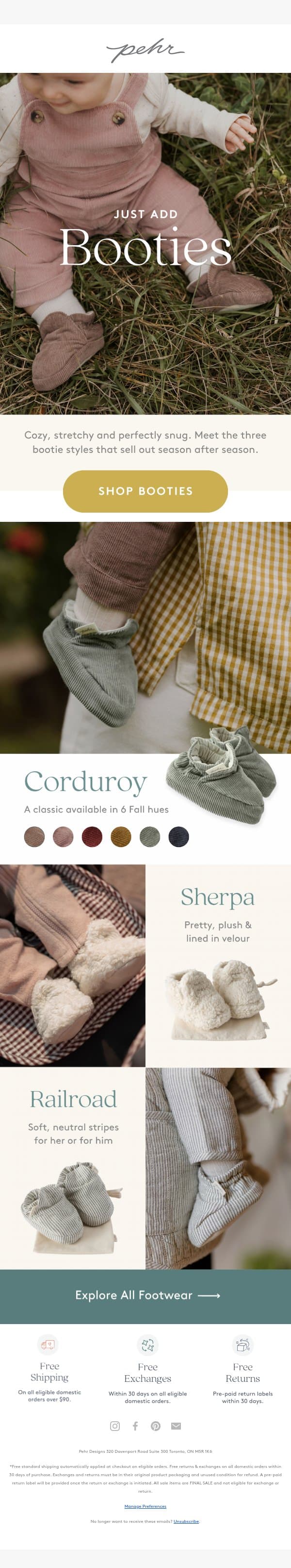 3 Fall-Approved Booties For Baby email from Pehr screenshot