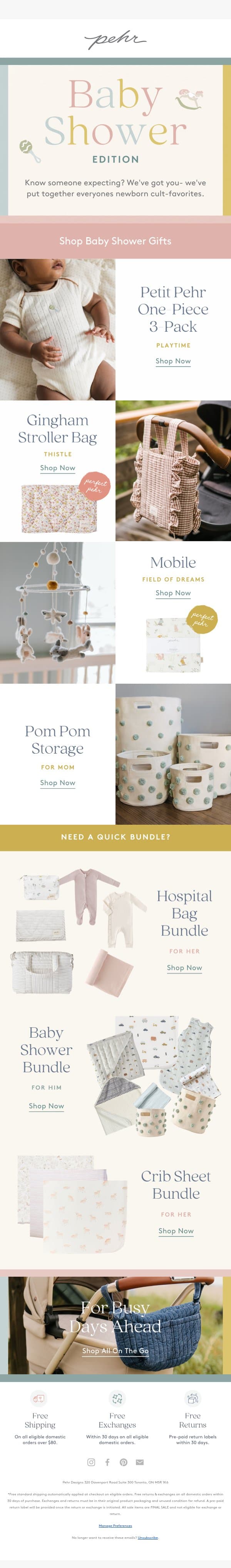 Baby Shower? The Perfect Gifts email from Pehr screenshot
