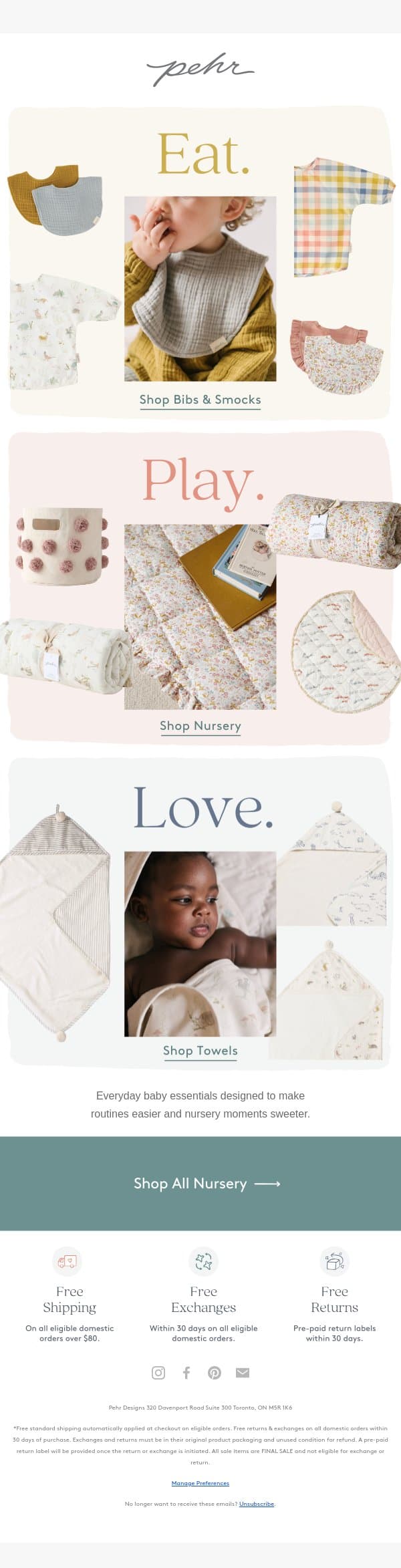 Refresh Your Routine With Fun Faves email from Pehr screenshot