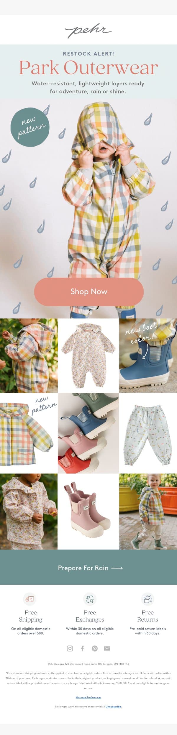 ☔ Come Rain Or Shine email from Pehr screenshot
