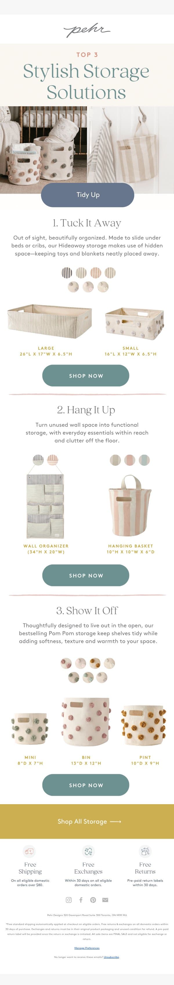 Style Meets Storage email from Pehr screenshot