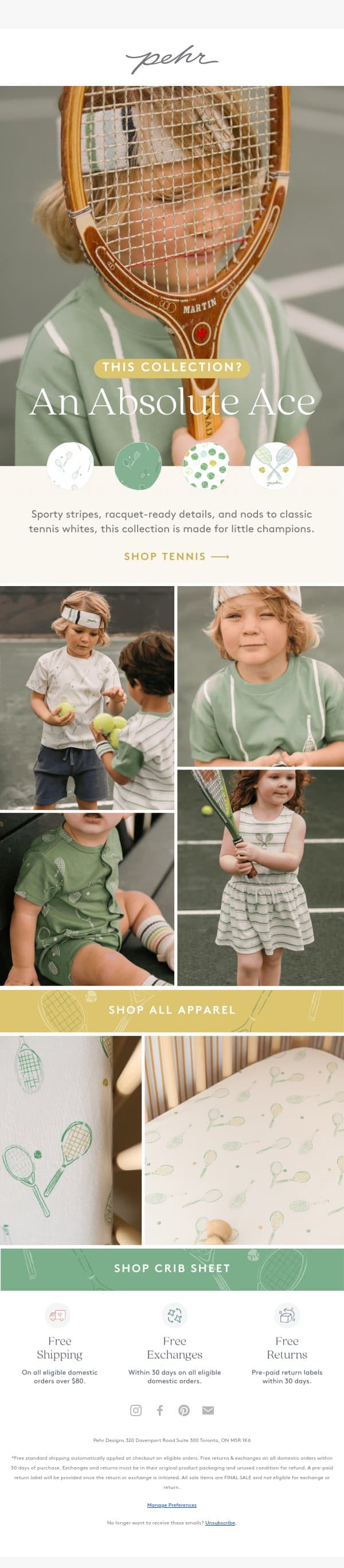 Courtside Cute 🎾 email from Pehr screenshot