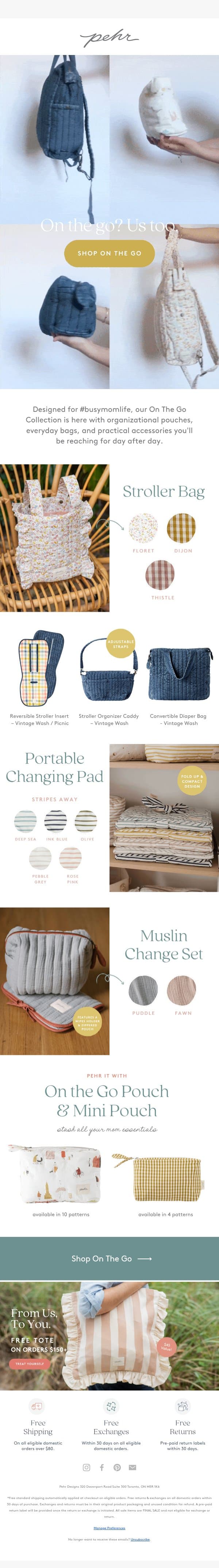 The Busy Mom's Accessories email from Pehr screenshot