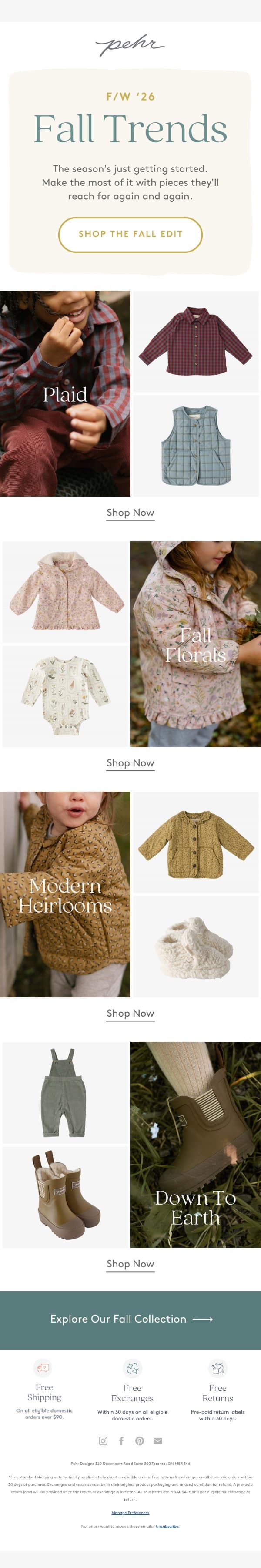 2026 Fall Trends email from Pehr screenshot