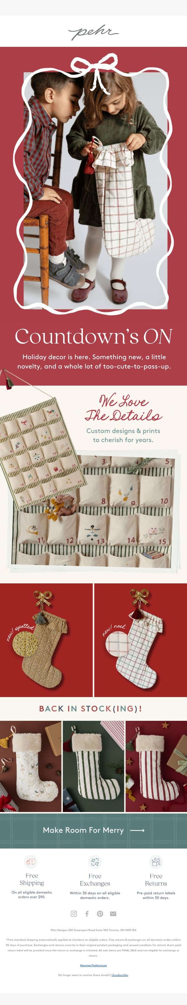 The Advent Calendar that sells out... email from Pehr screenshot