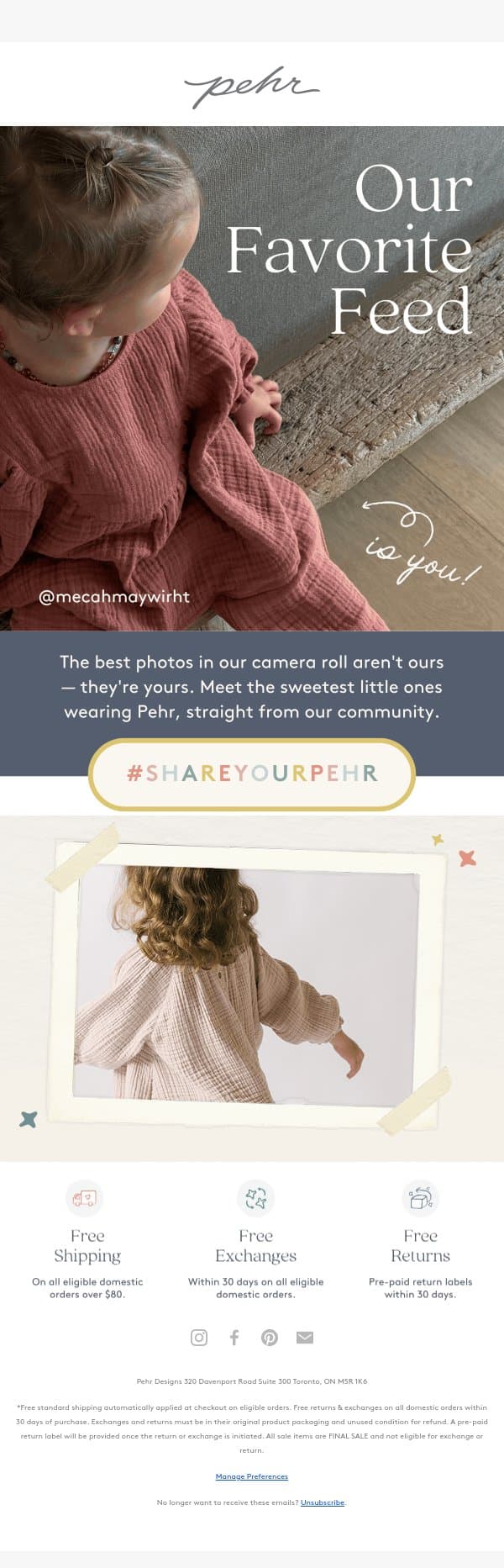As seen on you 💛 email from Pehr screenshot