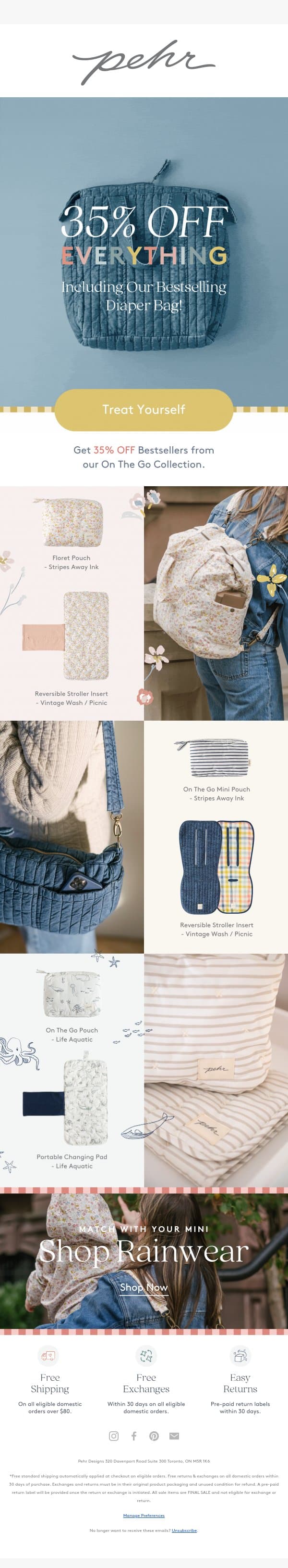 Our Bestselling Bag is 35% OFF email from Pehr screenshot
