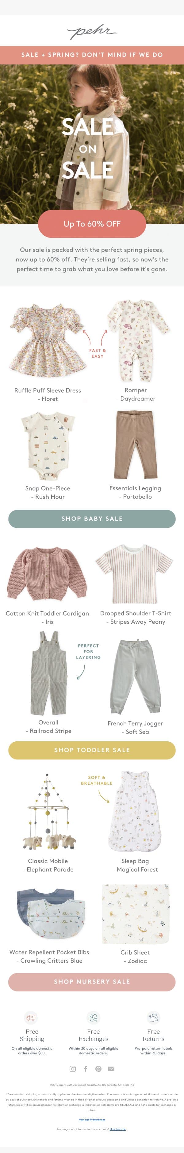 ON SALE ☀️ Spring Styles email from Pehr screenshot