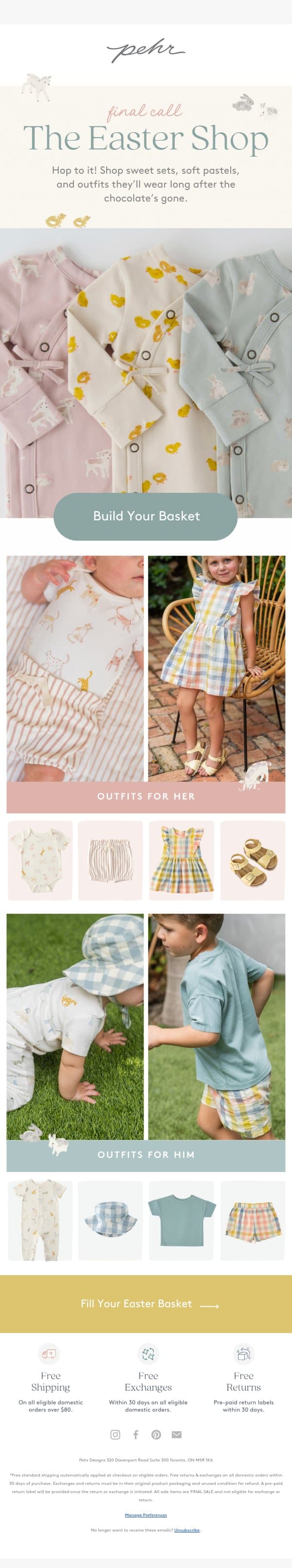 Hop To It! Easter Is Here >> email from Pehr screenshot