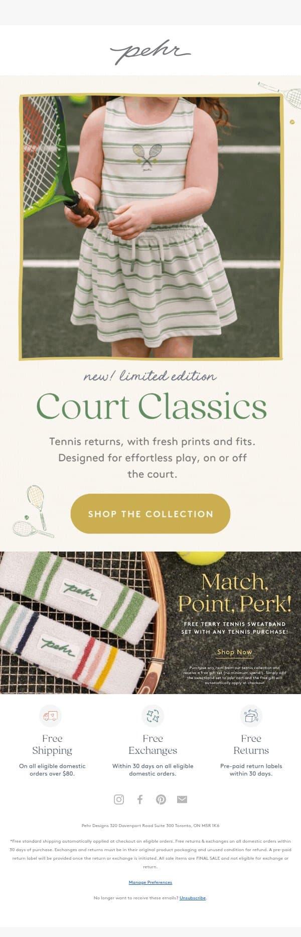 NEW 🎾 Dressed To Deuce email from Pehr screenshot