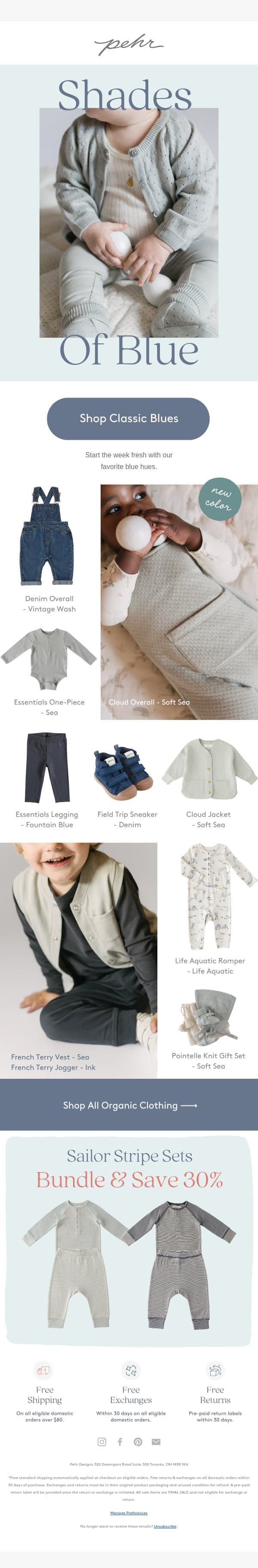 New Hue 💙 Soft Sea Blue email from Pehr screenshot