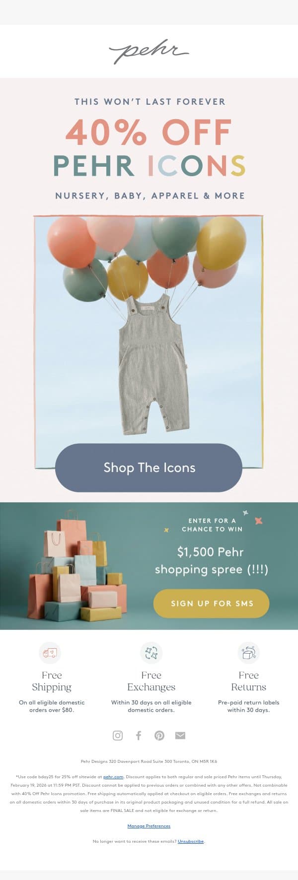 40% OFF Pehr Icons (!!!!) email from Pehr screenshot
