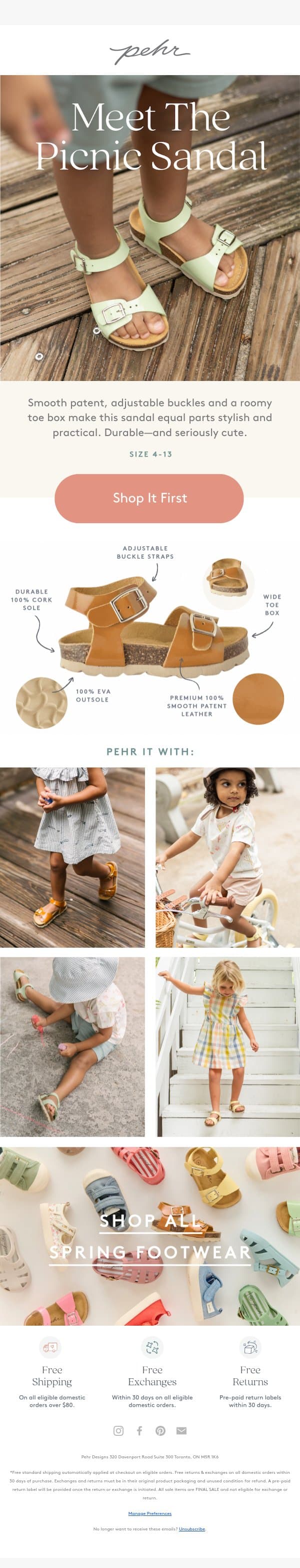 Hello, Picnic Sandal! email from Pehr screenshot