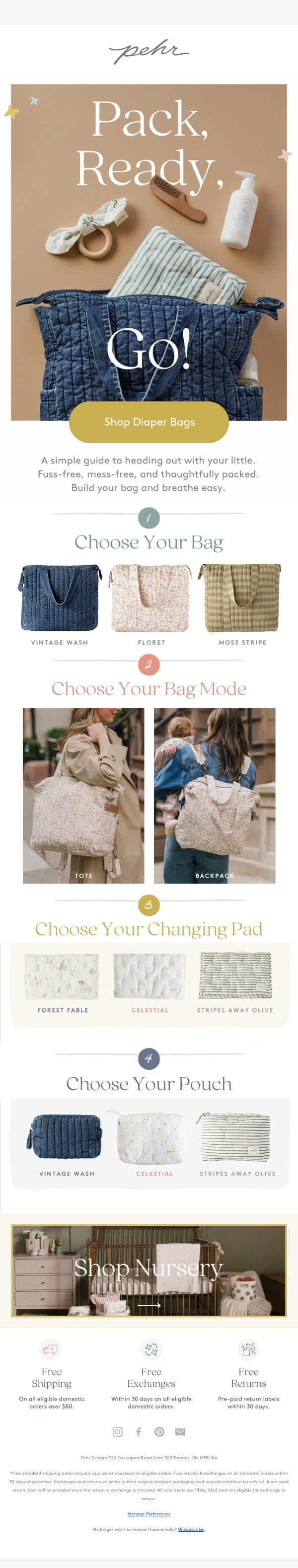 Pack Like a Pro email from Pehr screenshot