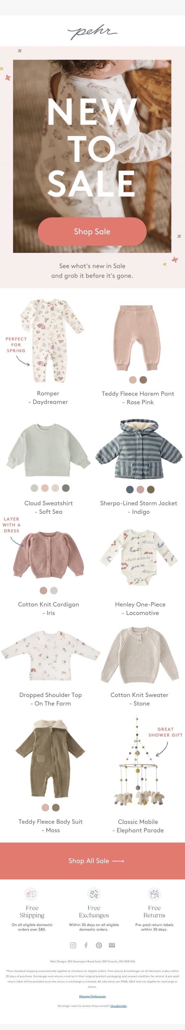 NEW TO SALE. First Dibs → email from Pehr screenshot