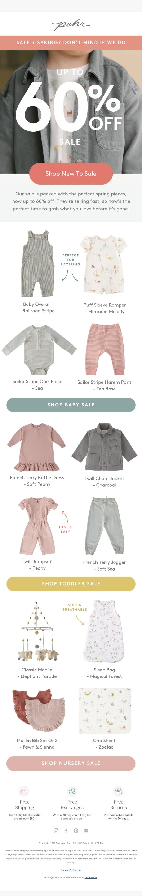 New Wear-Now Styles On SALE email from Pehr screenshot