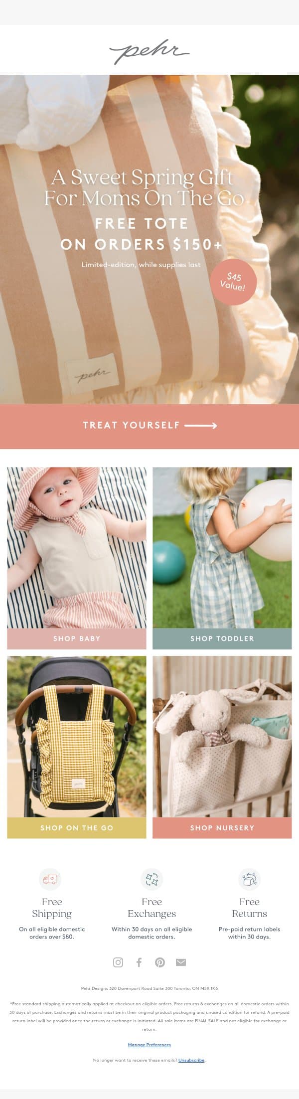 A Spring Treat is Waiting for You 💕 email from Pehr screenshot