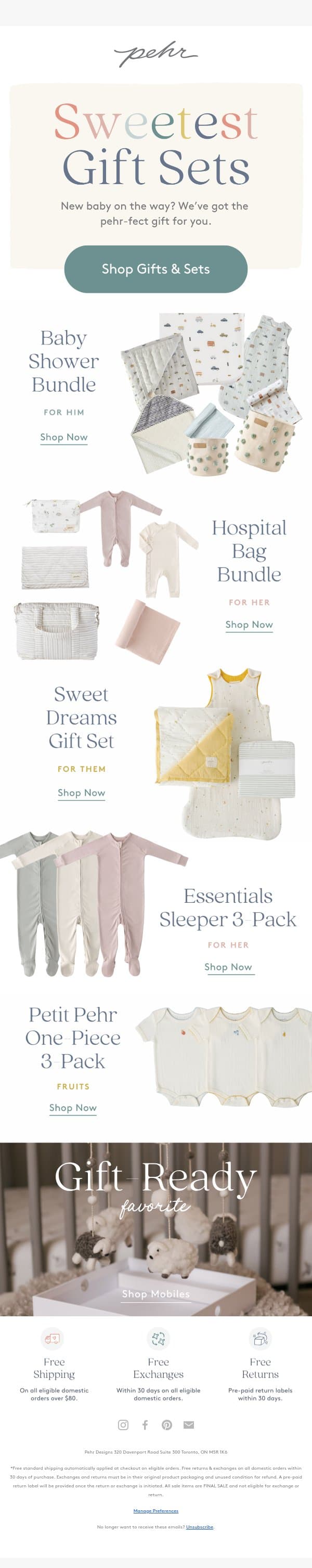 It's Baby Shower Season! 🌸 email from Pehr screenshot