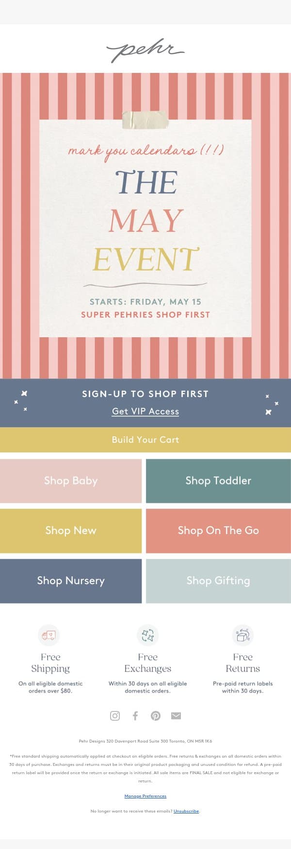You're Invited: The May Event 💌 email from Pehr screenshot