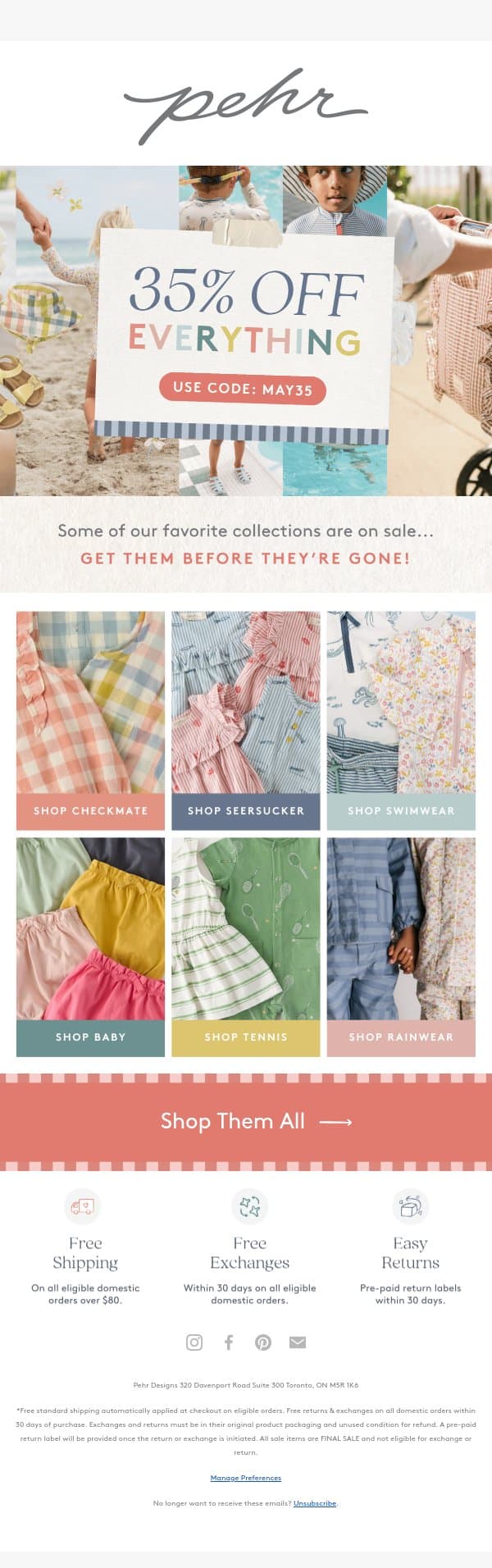 35% OFF Everything is calling... email from Pehr screenshot