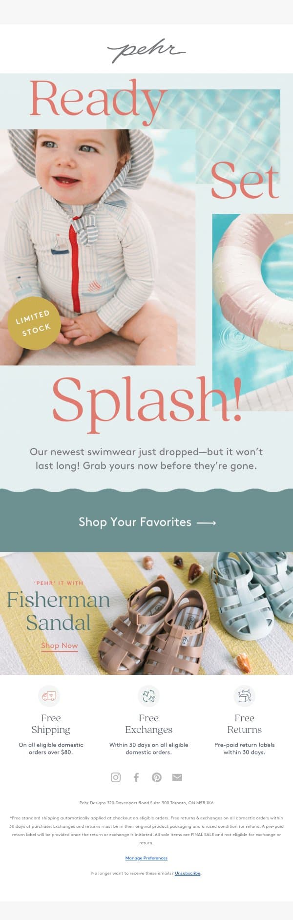 Hurry… NEW Swim Is Selling Fast! email from Pehr screenshot