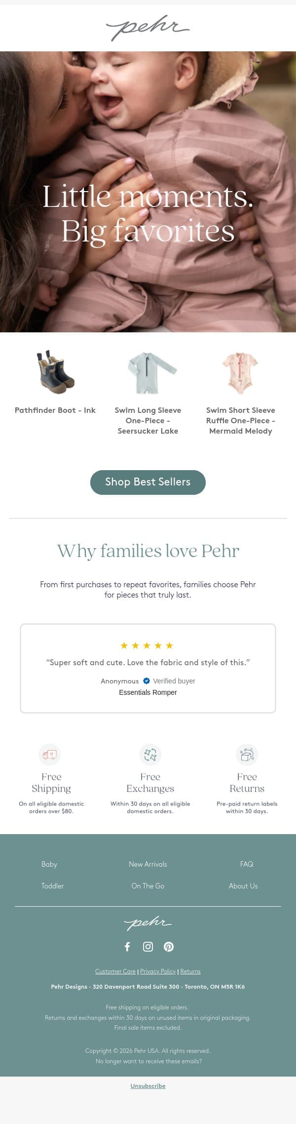 Your Family Deserves the Best 🤍 email from Pehr screenshot