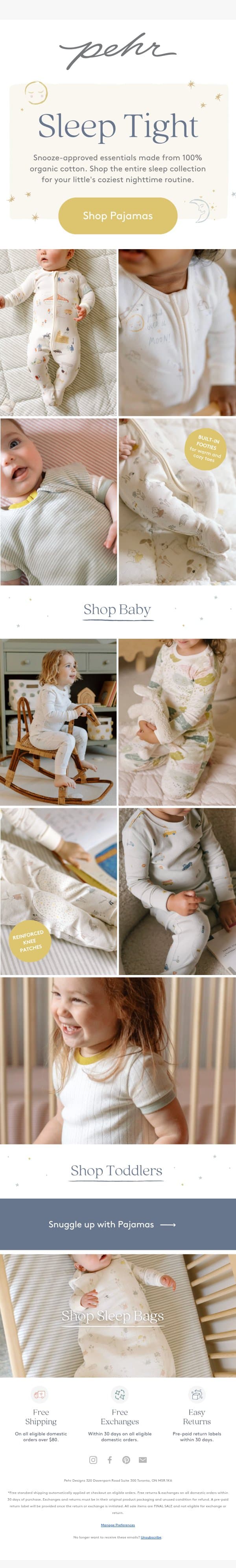 Sleep Tight in Soft Pajamas 🌛 email from Pehr screenshot