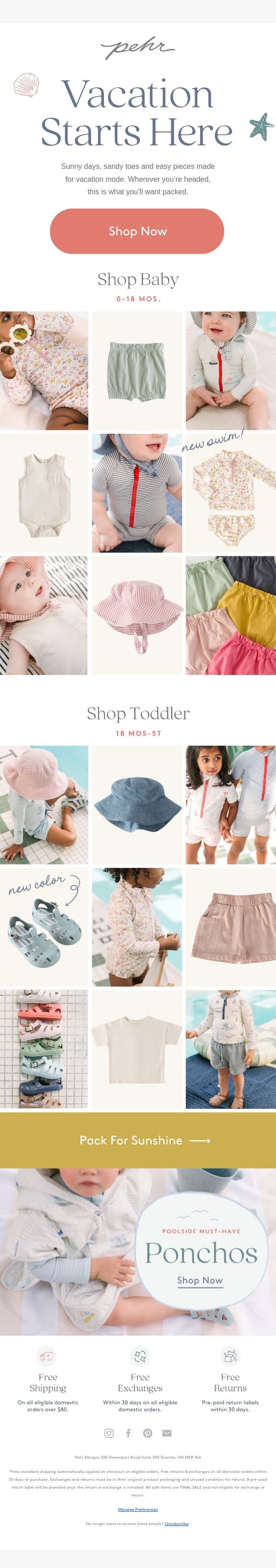 NOW OPEN: Vacation Shop ☀️ email from Pehr screenshot