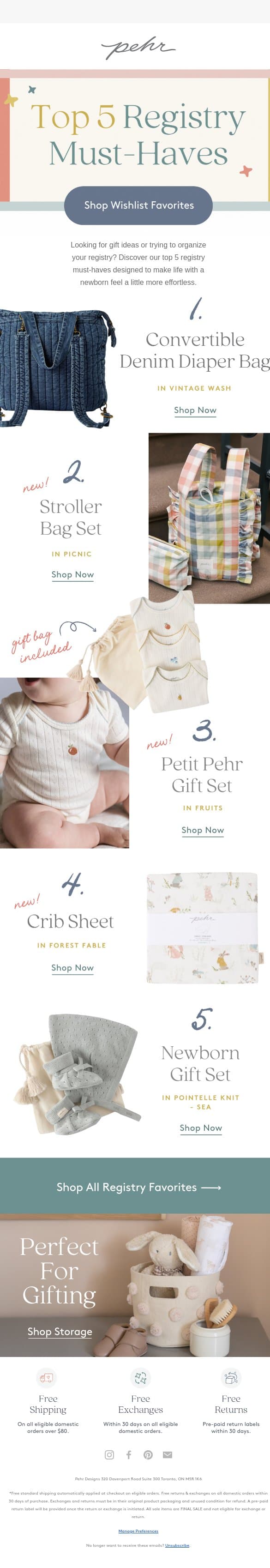 Add *These* To Your Registry ASAP email from Pehr screenshot