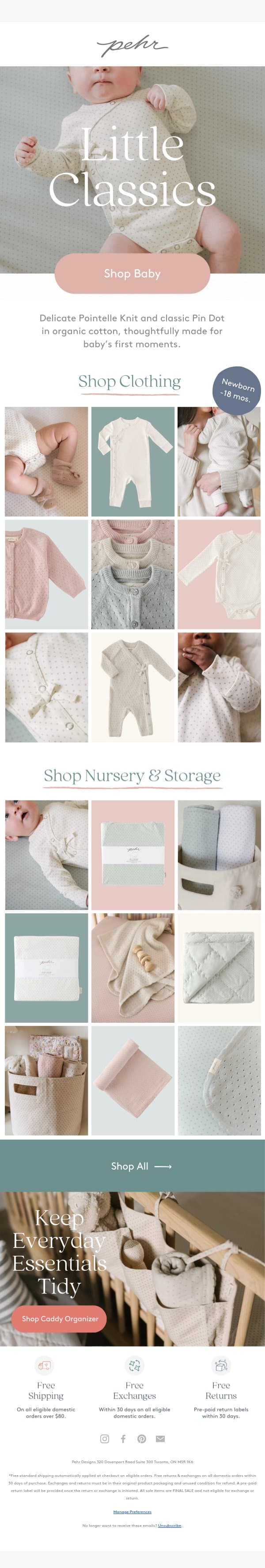 Baby Classics: Pin Dot & Pointelle email from Pehr screenshot