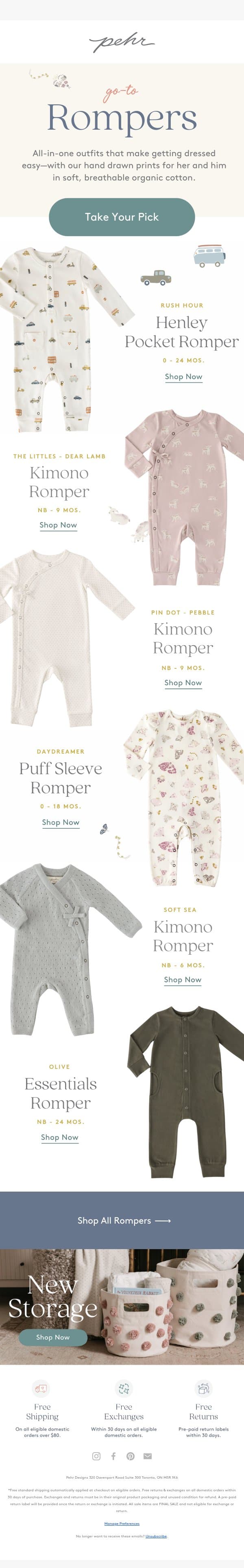 One-And-Done Outfits ✔️ email from Pehr screenshot