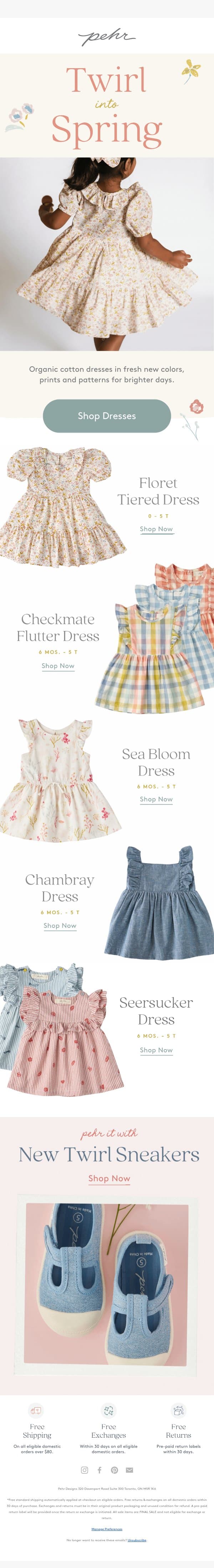 Must-Have Spring Dresses email from Pehr screenshot