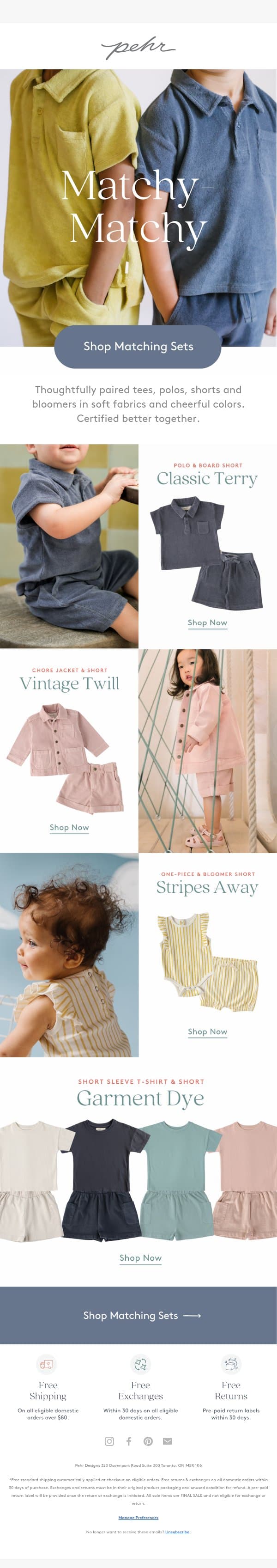 The Quickest Outfit Options (Inside) email from Pehr screenshot