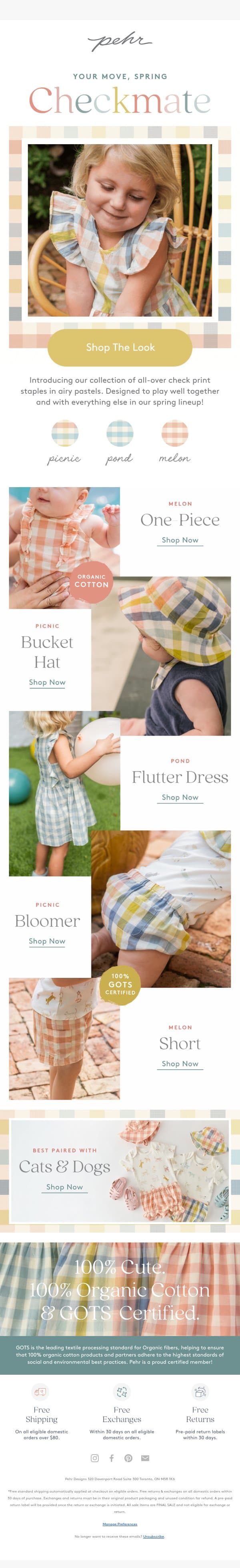 Pastels + This Pattern = Pehrfection email from Pehr screenshot