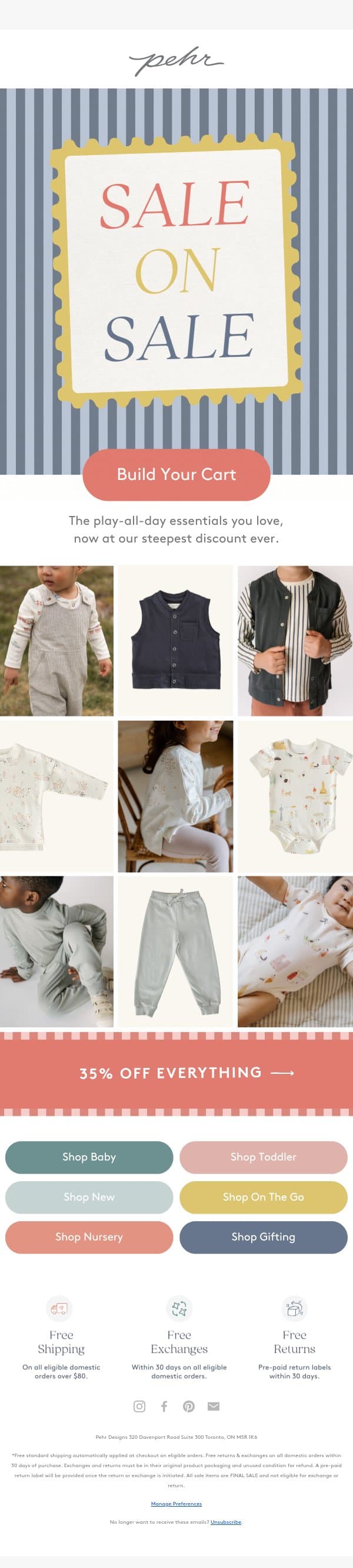 Take An EXTRA 35% Off S A L E email from Pehr screenshot
