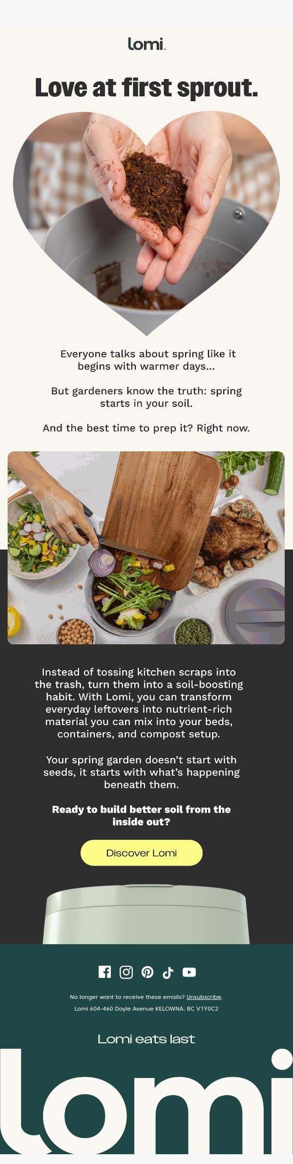 Spring starts in your soil 🌱 (and it starts today) email from Pela screenshot