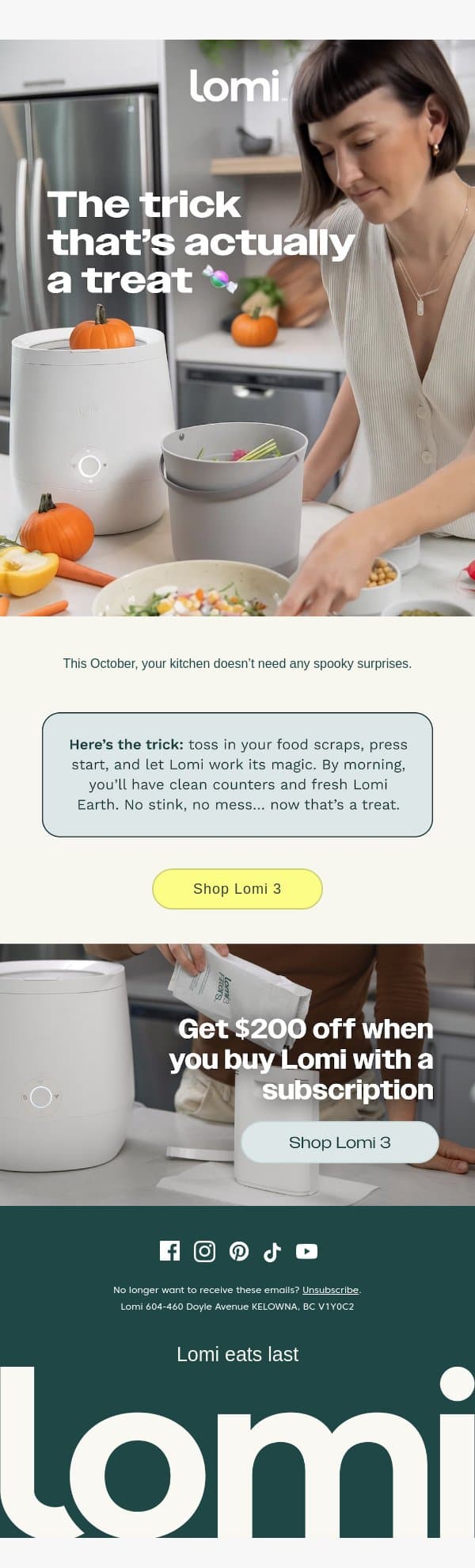 Nothing creepy crawling out of your kitchen this October email from Pela screenshot
