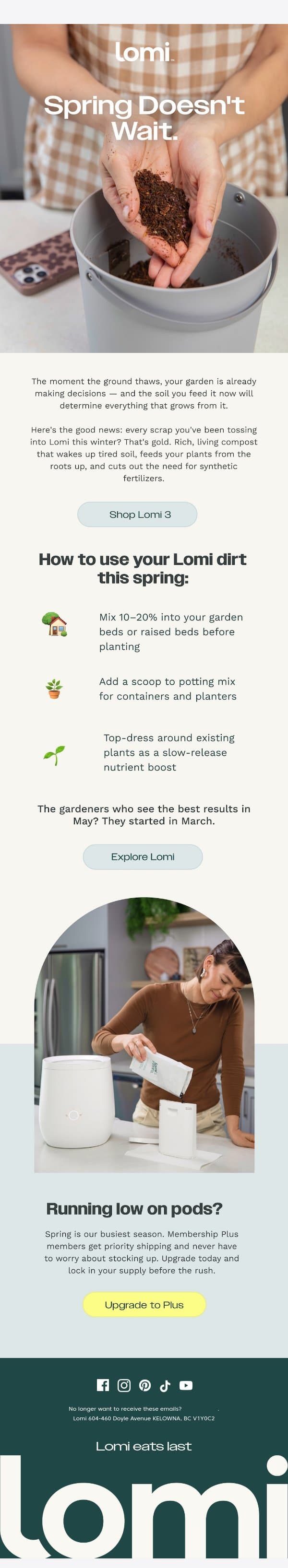Your garden is waking up. Is your soil ready? email from Pela screenshot